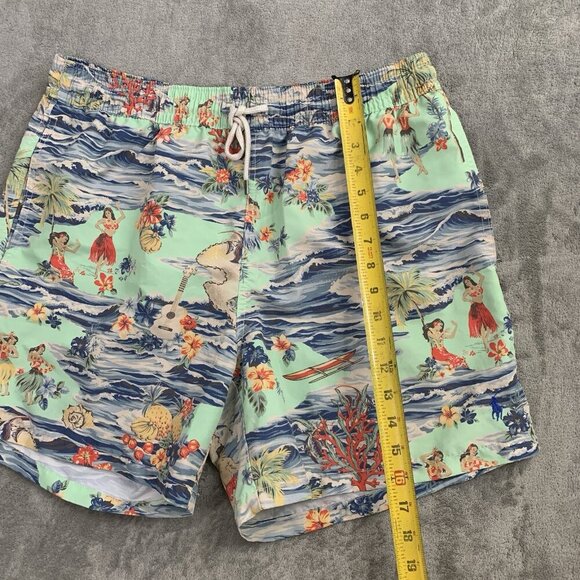 Polo Ralph Lauren Shorts Mens Large Swim Trunks Lined Hawaiian Floral Hula Girls - Picture 3 of 10